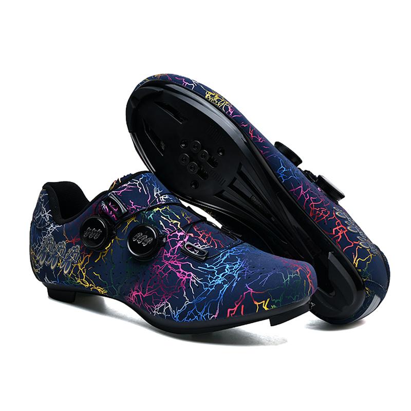 Pantofi noi de ciclism profesional pentru bărbați, pantofi booster cu blocare, respirabili, cu cataramă dublă cu buton, pantofi de ciclism rutier cu talpă dură SPD pentru femei