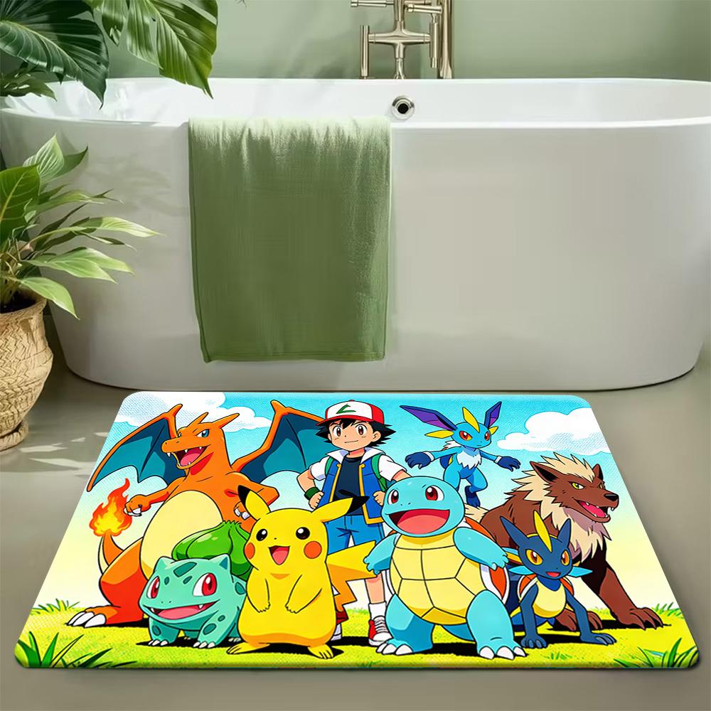 Pokemon Tropical Rainbow Print Doormat Anti-slip Absorbent Floor Mat for Home Entrance Bedroom Living Room Decor