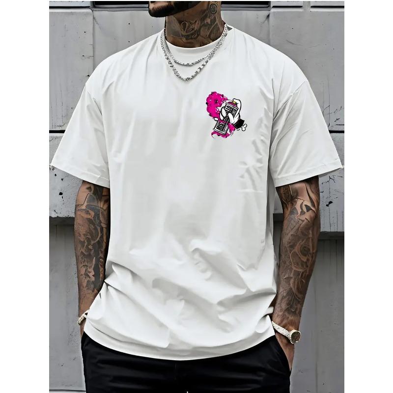 European sizes Trendy Short-Sleeved Summer Shirt for Men Featuring Graffiti Spray Can Design, Stylish And Fashionable! Slightly Stretchy