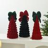 Velvet Layered Christmas Tree Ornament with Red and Green Bow for Festive Decoration
