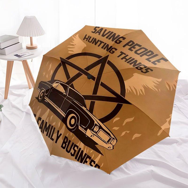 1pc Supernatural Automatic Opening/Closing Umbrella with Convenient Three-Fold Design, 8 Iron Ribs - for Outdoor Daily UseA32