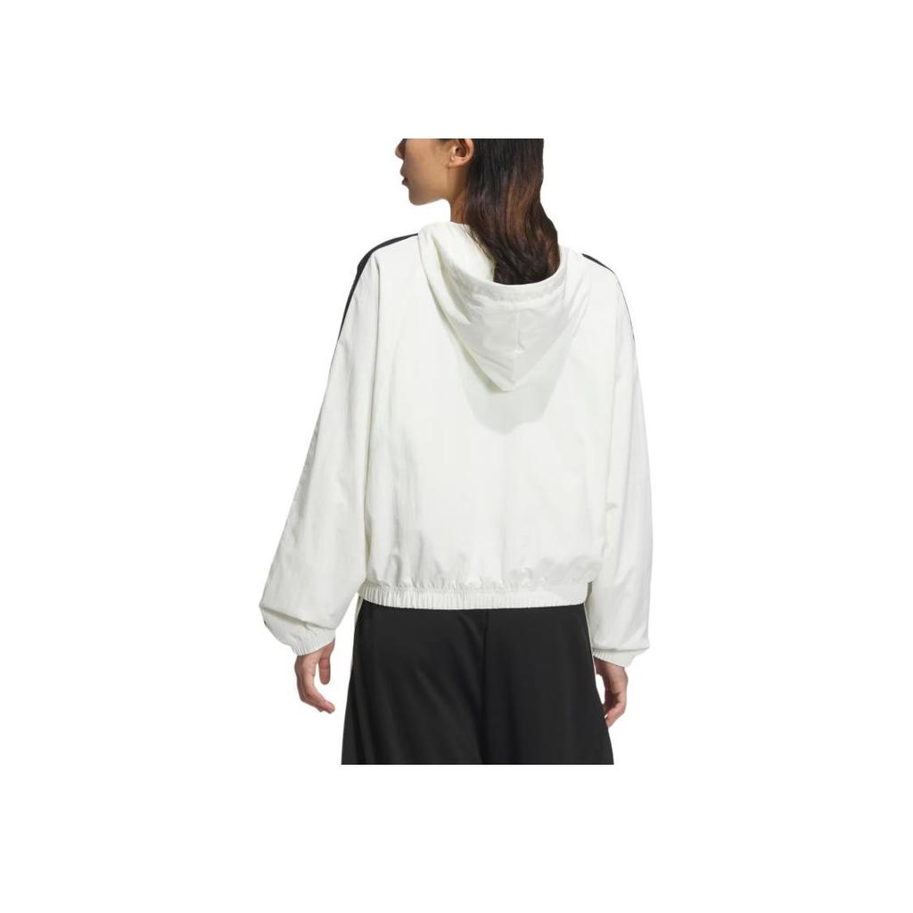 Adidas 3-Stripes Series Striped Design Sports Casual Hoodie Jacket Women Jackets White JW4644