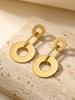 Stainless Steel Geometric Hollow Circle Drop Earrings, Minimalist Gold Tone Link Dangle Earrings Women Exquisite Jewelry