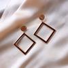 1Pair Dangle Earrings S925 Silver Needle Alloy Square Hollow Eardrop Pendant Baroque Irregular Wedding Jewelry Hong Style