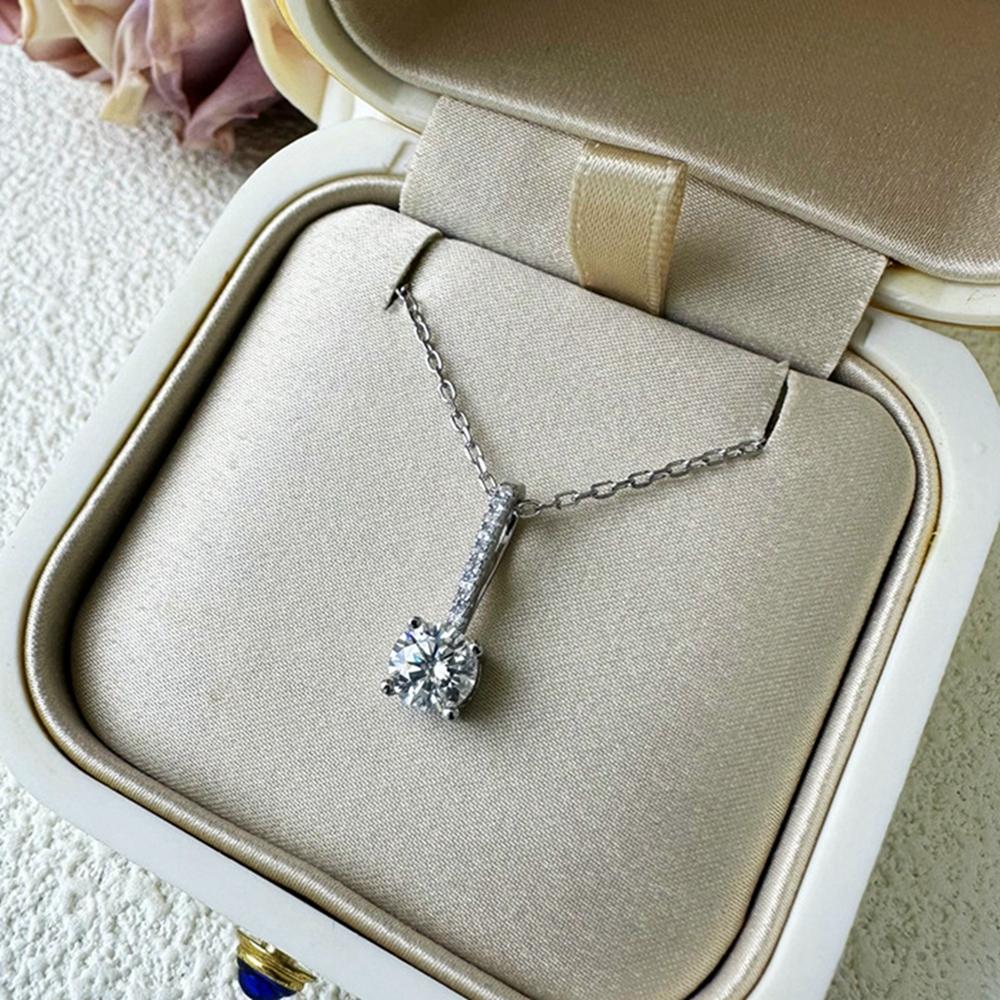 Vinregem 100% 925 Sterlingsølv VVS1 3EX D Farge 0.8CT 6MM Rund Slipt Ekte Moissanitt Diamant Edelsten Anheng Halskjede Fint Smykke GRA
