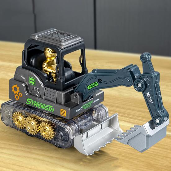 Press Gear Construction Vehicle Toy Realistic Kids Excavator Engineering Car Toy with Movable Digging Arm Toddlers Boys Educational Digger Truck