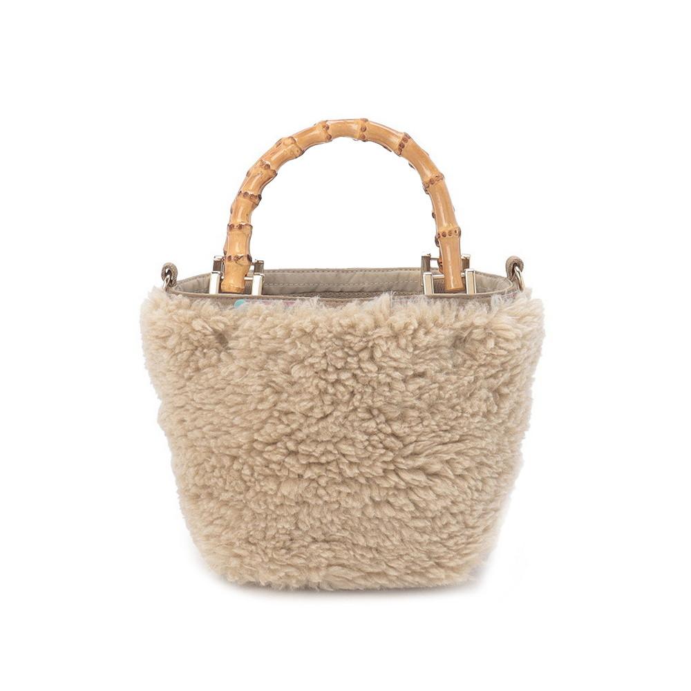 Lesportsac First Warm Beige Fur Extra Small Bamboo Tote Bag [1063.Hb89]