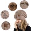 Winter Women Knitted Hat Scarf Set Thickened Fleece Lining Skullcap Outdoor Cycling Warm Wind Protection Beanies