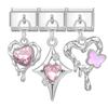 Y2K 3PCS Colorful Crystal Zircon Pendant Moon Star Bow Italian Charm Links Stainless Steel Fit 9mm Bracelet Jewelry DIY Making