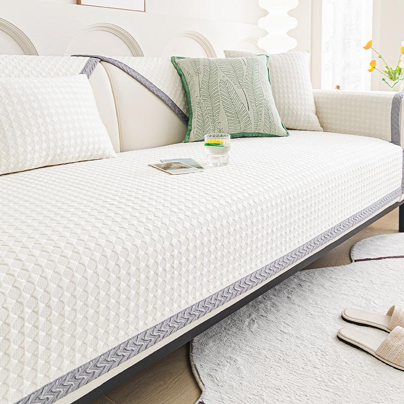 Solid Color Summer Couch Cover Ventilate Sofa Cushion Non-slip3D Texture Pattern Sofa Cushion Ice Silk Cold Feeling Sofa Cover