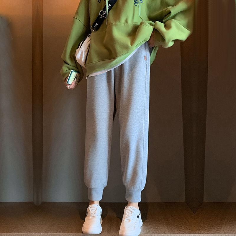 Women's Gray Loose Harem Joggers - Spring/Autumn, Casual Slimming Fit, Unisex Style