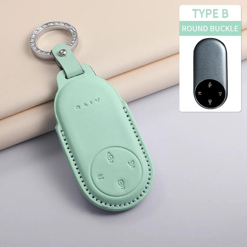 Pu Leather Car Key Case Cover Fob For Aito M9 M5 M7 Car Key Smart Remote Shell Scratch Resistant Protection Accessorie