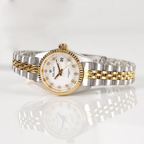 [GALAXY] GALAXY 5 ATM Couple Watch Women's Metal Wristwatch QT7013FG