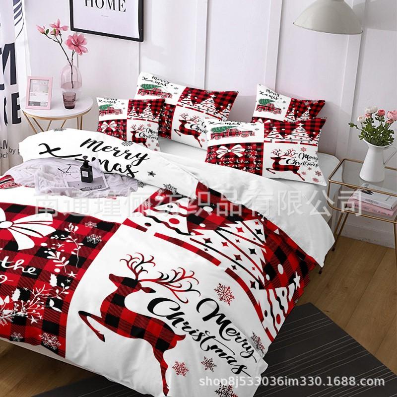 Christmas Bedding Set 3/4 Pcs Microfiber Duvet Cover Pillowcases 1.8m Bed