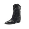 Retro V-mouth Martin Boots Fashion Western Cowboy Boots Rivet Design Smoke Tube Boots Locomotive Boots Women's Short Boots