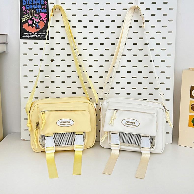 Cute college style girl messenger bag Japanese ins student large capacity versatile mailman bag transparent pain bag