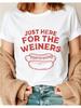 T-shirt Graphique Décontracté pour Femme Juste Ici pour les Saucisses Design Hot Dog Vêtement d'Été Cadeau pour les Amoureux de la Nourriture01 Col Rond Manches Courtes