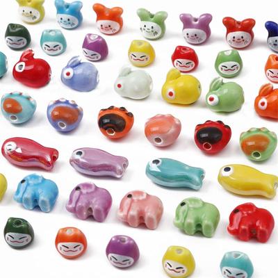 10-30 ks Keramické korálky s potiskem malých rybiček, přívěsky pro DIY náramky, náhrdelníky, řemesla