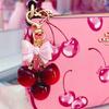 Cute Cherry Bowknot Glitter Resin Bag Charms Women Purse Pendant Replacement Accessories For Designer Handbags Car Keys Bag Charm