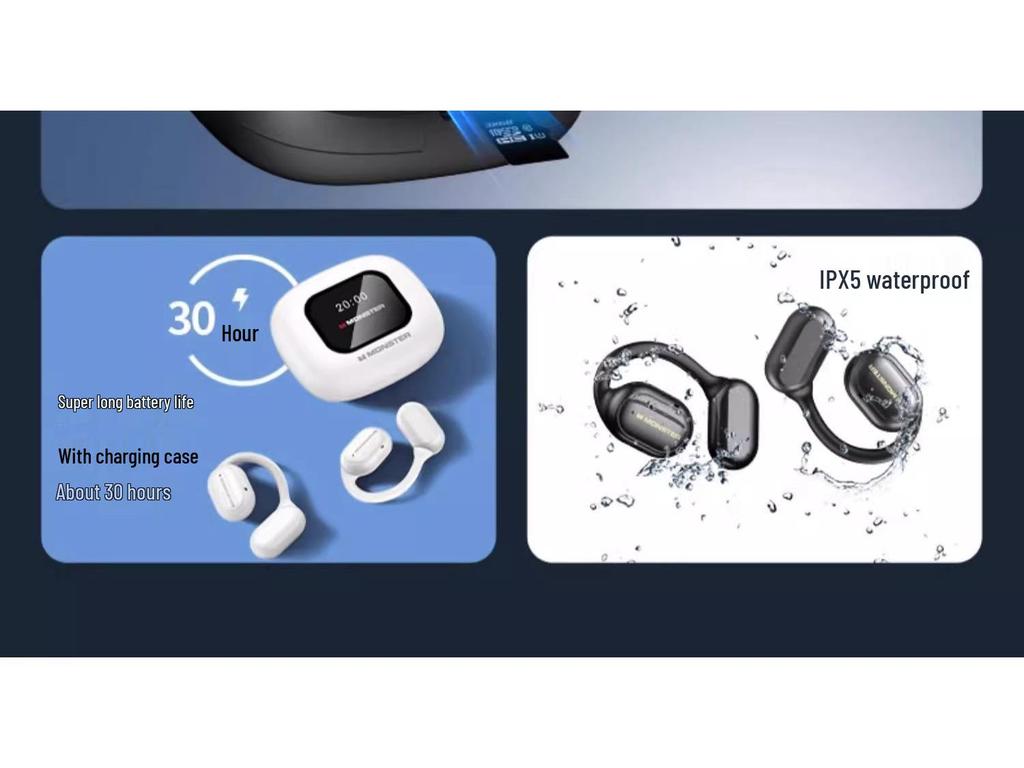 Monster MH22205 Open-Ear Bluetooth Sports Earphones with Touch Control & Waterproofing