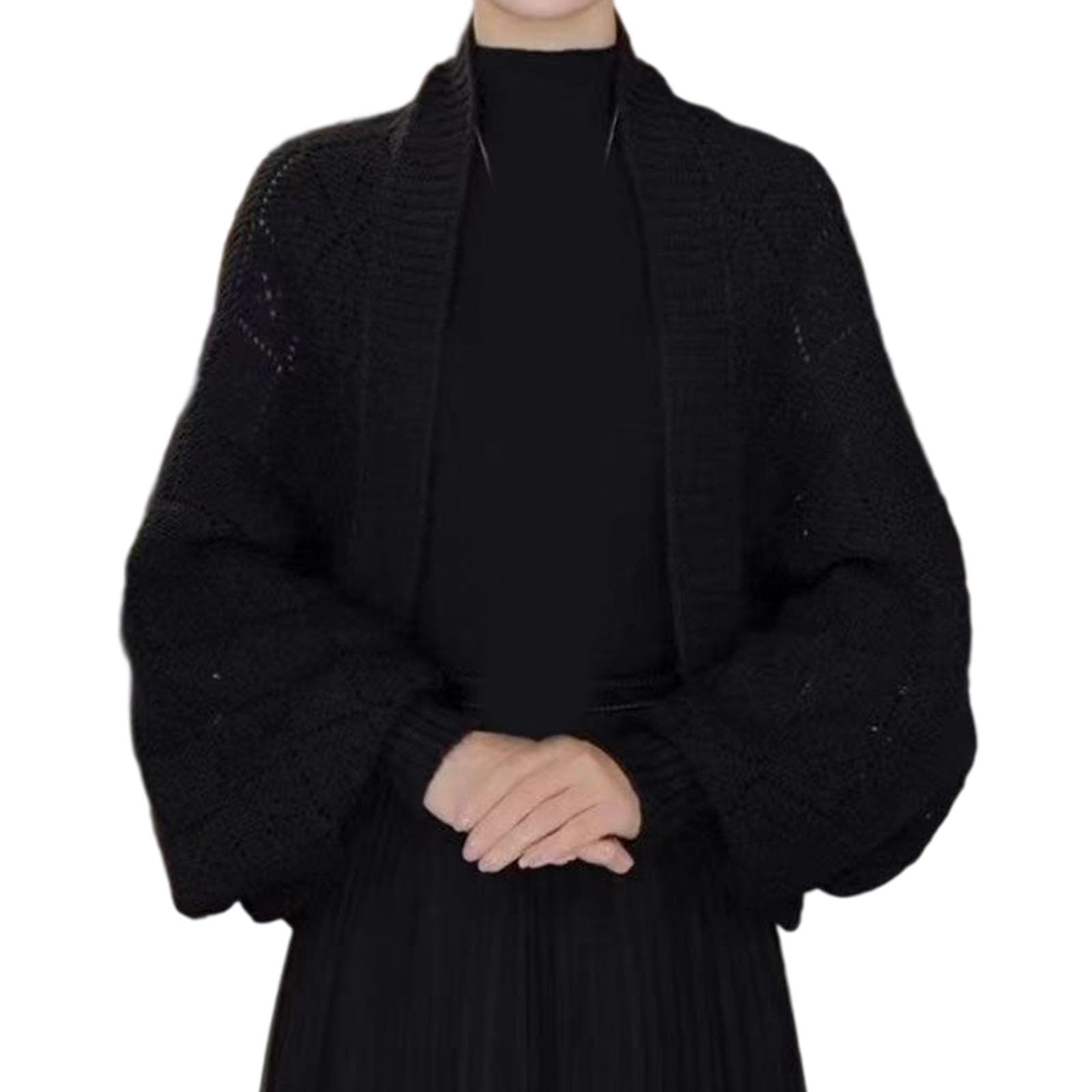 

Женский свободный удобный повседневный модный теплый и элегантный кардиган, накинутый как шаль One Size чёрный