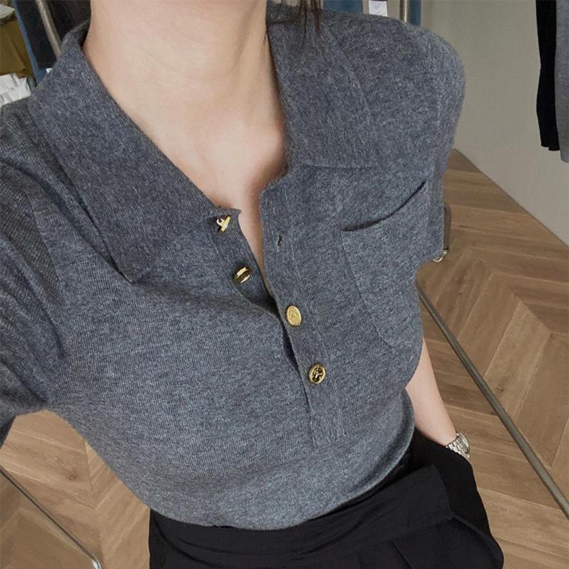 

Women s High-End Gray Short Sleeve Polo Collar Modal T-Shirt 2XL (125-135 lbs)