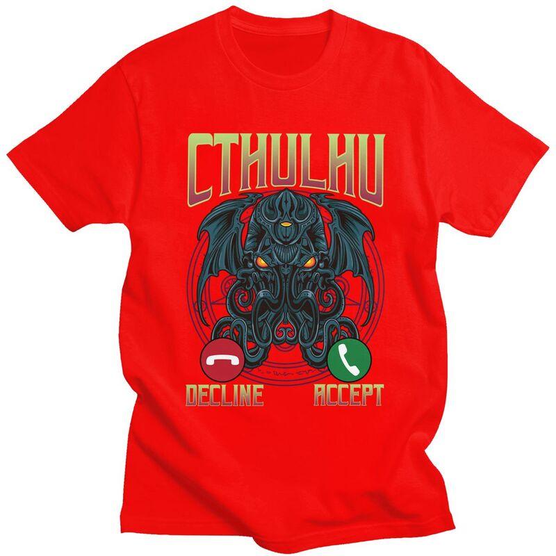Call Of Cthulhu Tshirts for Men Short Sleeves Leisure T Shirt Dark Occult Mythical Monster Tshirt Loose Fit Pure Cotton Tees S