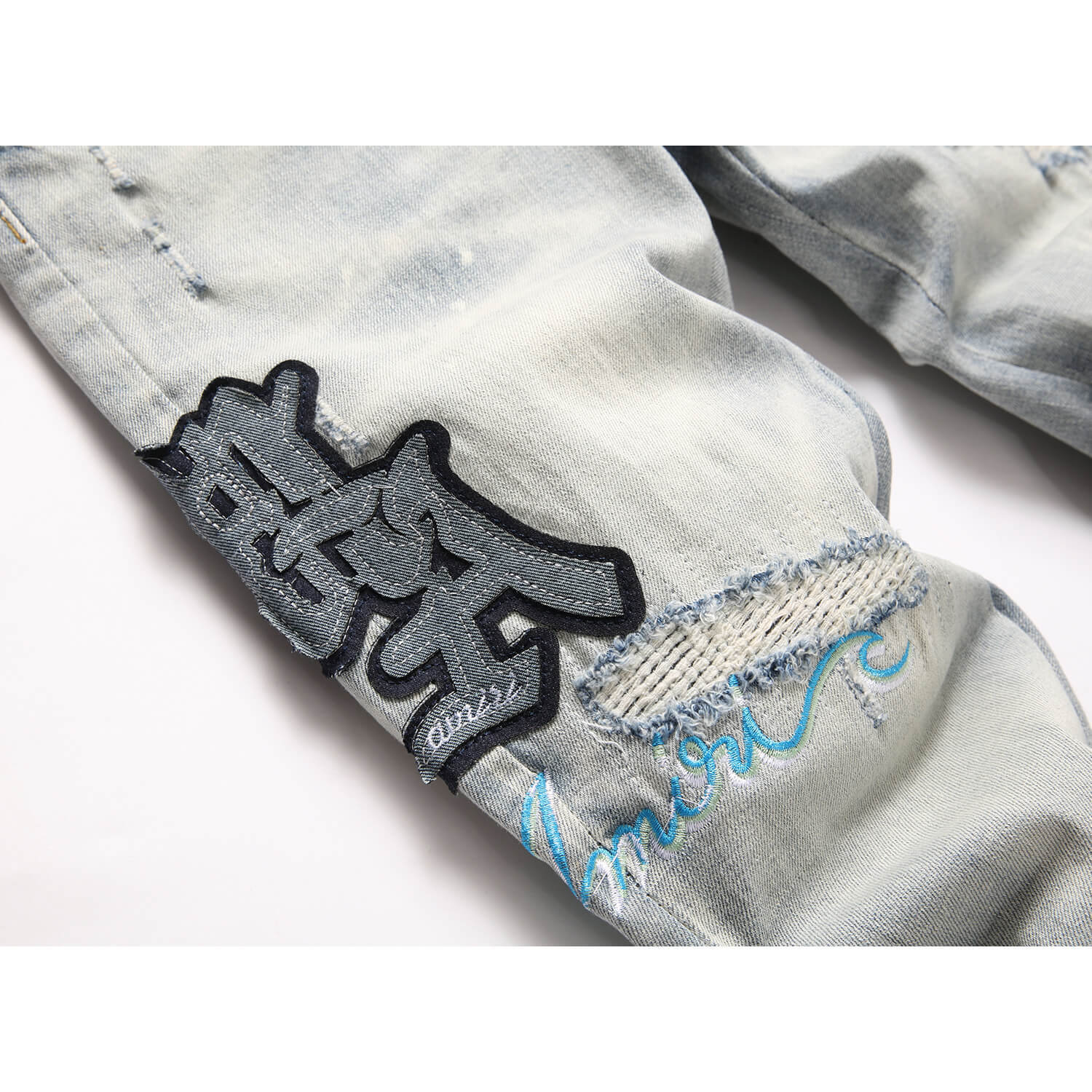 Новый Стиль Трансграничные Синие Уличные Модные Молодежные Прямые Растягивающиеся Узкие Мужские Джинсы 3842 30 синий