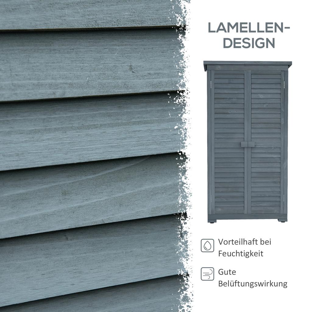 39.5 X 79cm Fir Wood Garden Shed - Grey