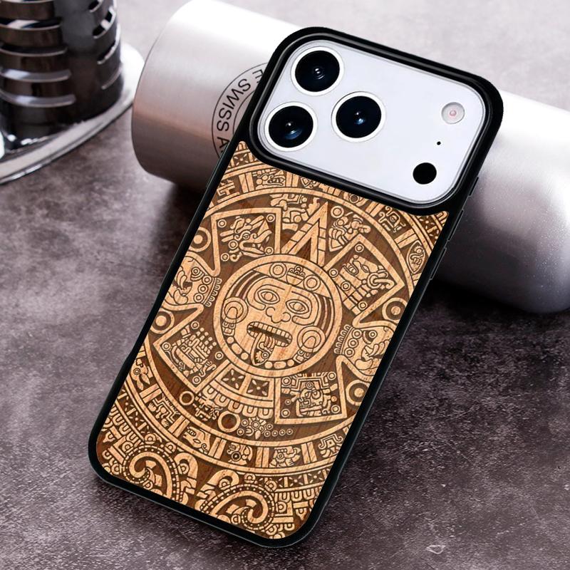 Mayan Calendar Wood Pattern print Phone Case for iPhone 17 16 15 Pro Max Air 14 13 12 11 Plus Shockproof Capa Cover