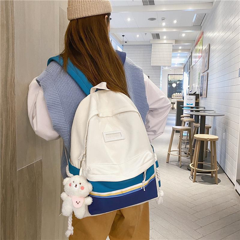 Schoolbag new 1011 winter backpack female original style Japanese simple college style college student trend contrasting color backpack