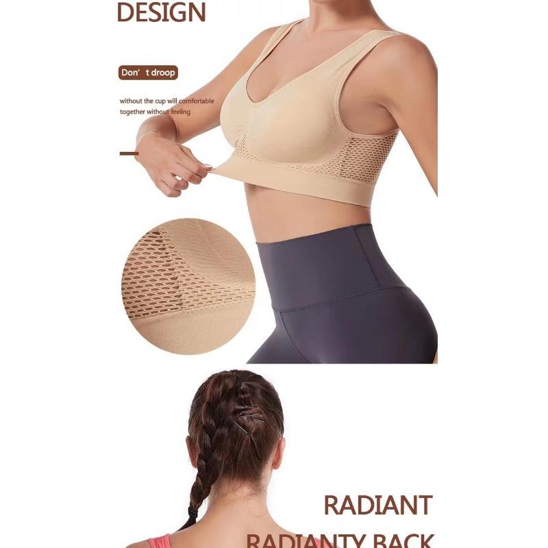 Women Plus Size Breathable Mesh Hollow Out Sports Bra For Yoga Running