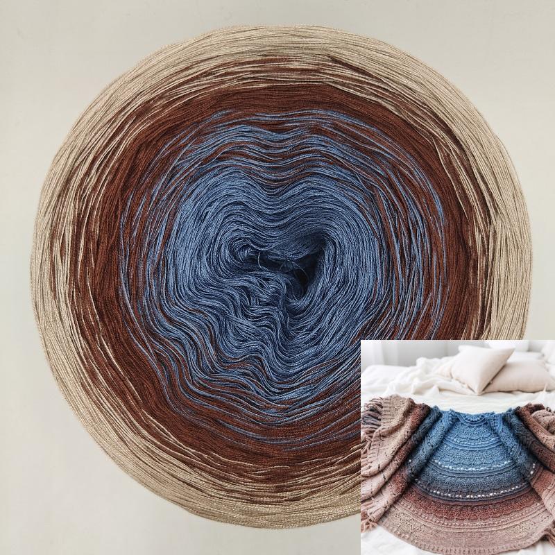 300g Mercerized Cotton Yarn Gradient Color Long Section Dyed Hand Wound Mixed Strand Cake Thread DIY Hand Knitted Shawl Scarf
