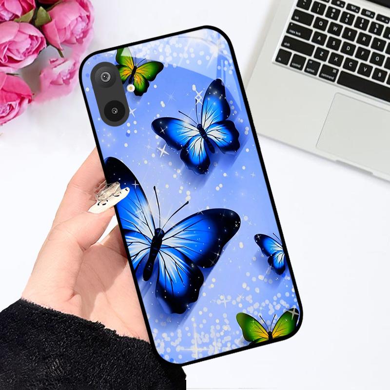 Luksusowe etui ze szkła hartowanego do Samsunga A06 A16, twarde etui ze szkła PC do Samsunga Galaxy M06 F06 M16 F16, odporne na wstrząsy