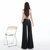 Dark blue low-rise non-stick leg flared jeans women's spring and summer new American retro Spice Girl wide-leg pants