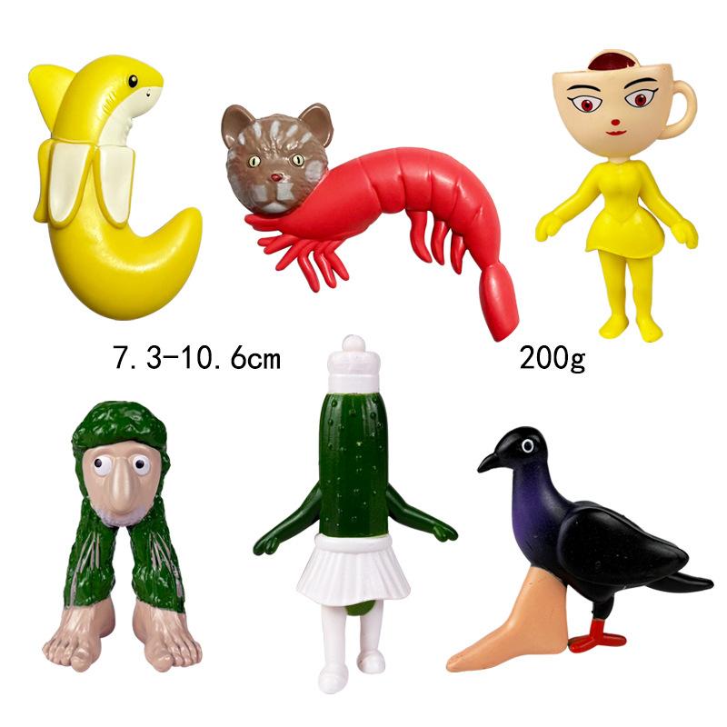 Tung Tung Sahur Conjunto de Figuras de Anime 3D Monstro Híbrido Criativo Brinquedo Modelo Decoração Presente para Crianças Estátua Miniatura de PVC Colecionável