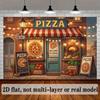 Two-dimensional curtain banner, background fabric for an Italian pizza restaurant, suitable for all Italian-themed decorations.