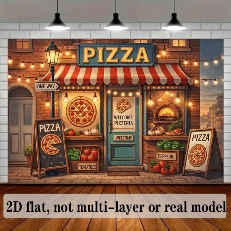 Two-dimensional curtain banner, background fabric for an Italian pizza restaurant, suitable for all Italian-themed decorations.
