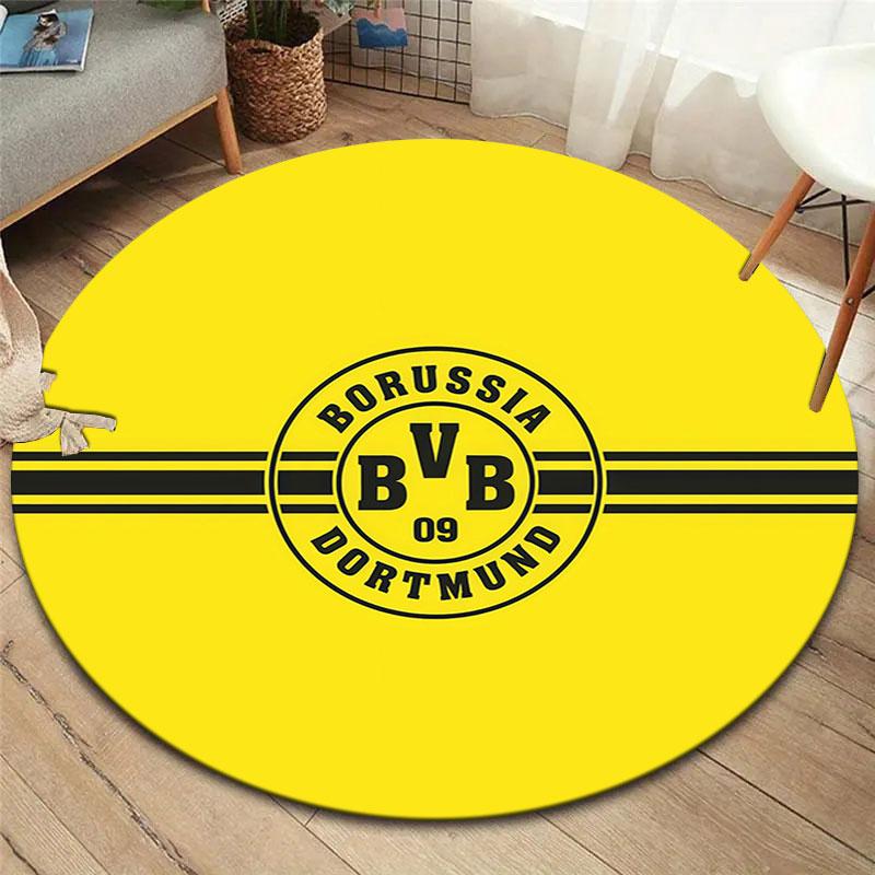 Borussia Round Area Rug,Carpet Rug for Living Room Bedroom Sofa Playroom Decor,Non-slip Floor Mat