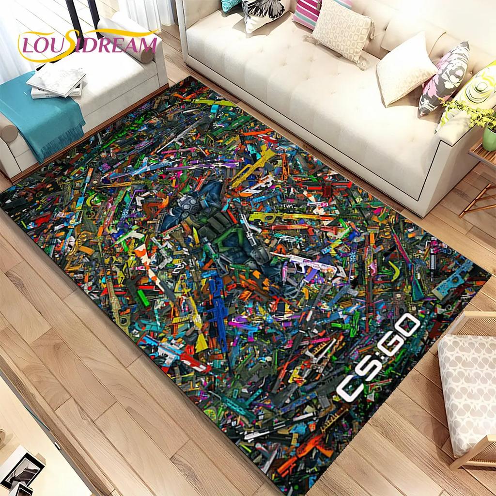 3D Assault Rifle Pistol Gun CS M4 AK USP Game Area Rug,Carpet for Home Living Room Bedroom Sofa Doormat Decor,Non-slip Floor Mat