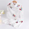 Spring Summer New Lightweight Breathable Cotton Linen Embroidery Scarf Ethnic Style Fashionable Soft Women'S Sunscreen Scarf