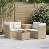 Sofa Set 6 pcs Beige and Cream White Poly Rattan and Steel