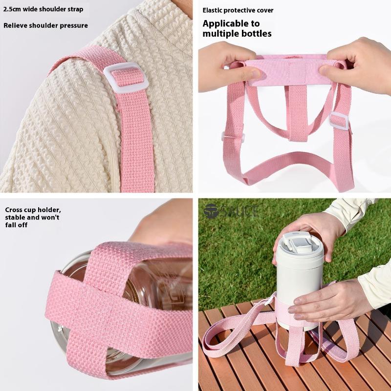 Handheld Portable Crossbody Drawstring Adjustable Shoulder Strap Children Adult Insulated Cup Storage Bag
