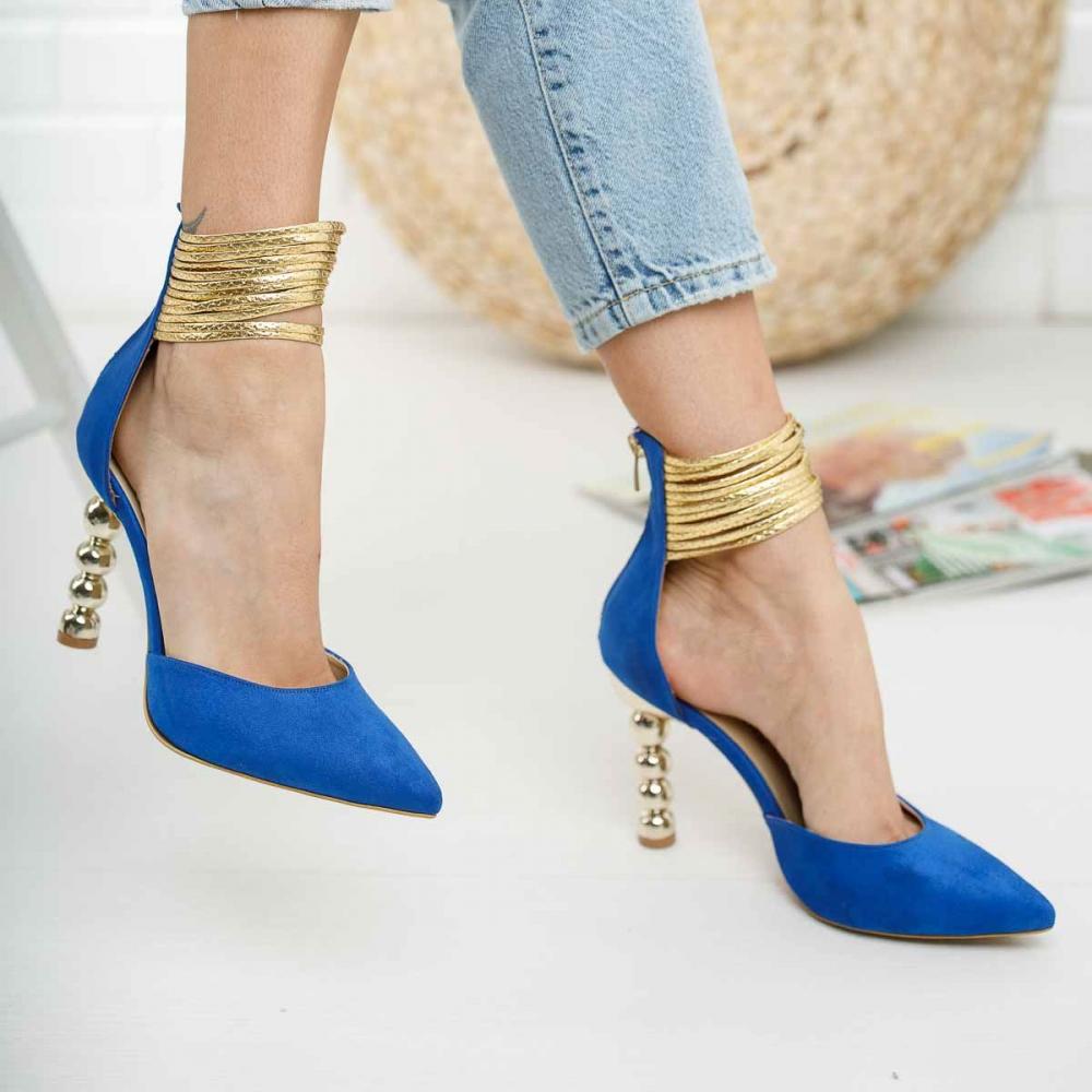 

Женские синие замшевые туфли на каблуке Sax Stiletto