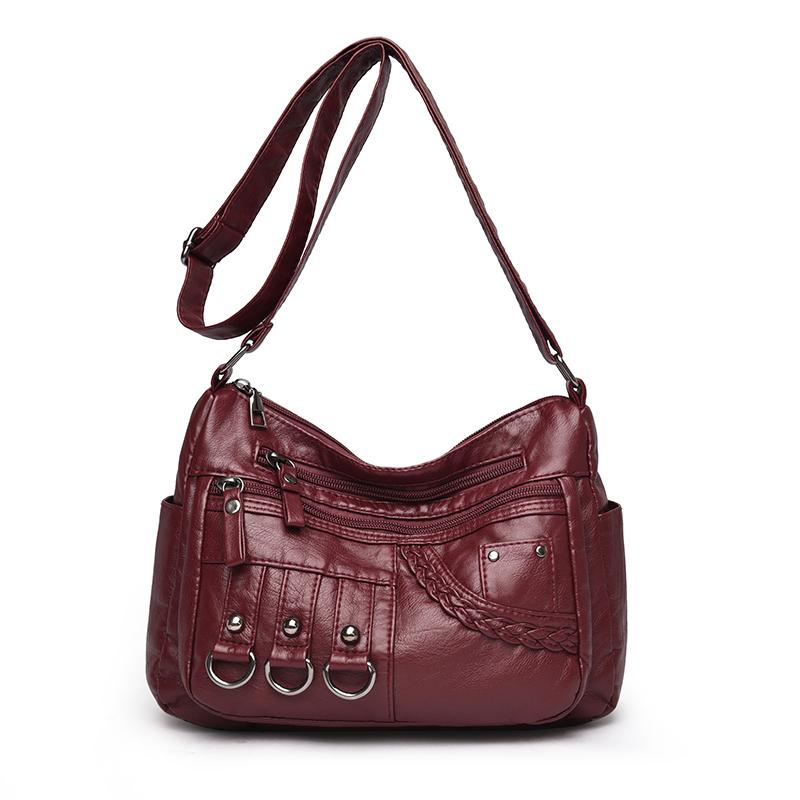Large Capacity Multi-layer Women's Bag Middle-aged Mother's Bag Soft Leather Crossbody Bag