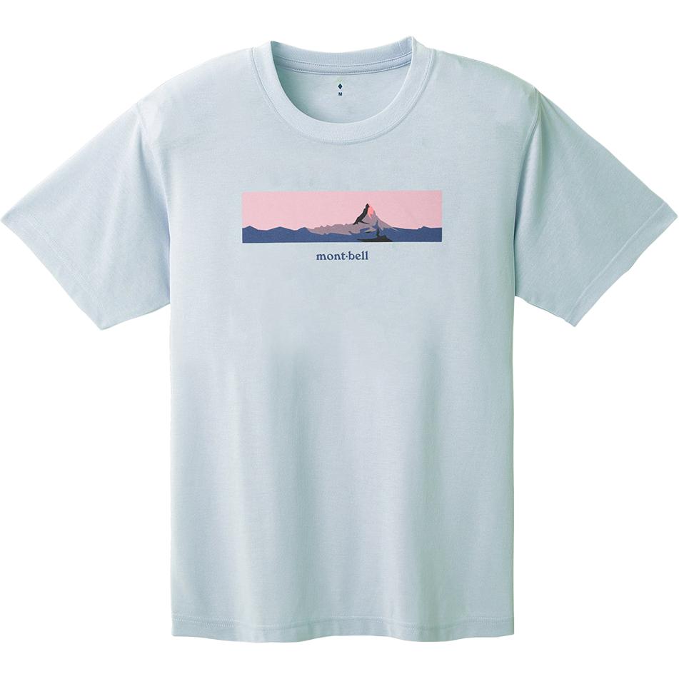 

MONTBELL Japanese Style Lettered Round Neck Short Sleeve T-Shirt Unisex L светло-синий