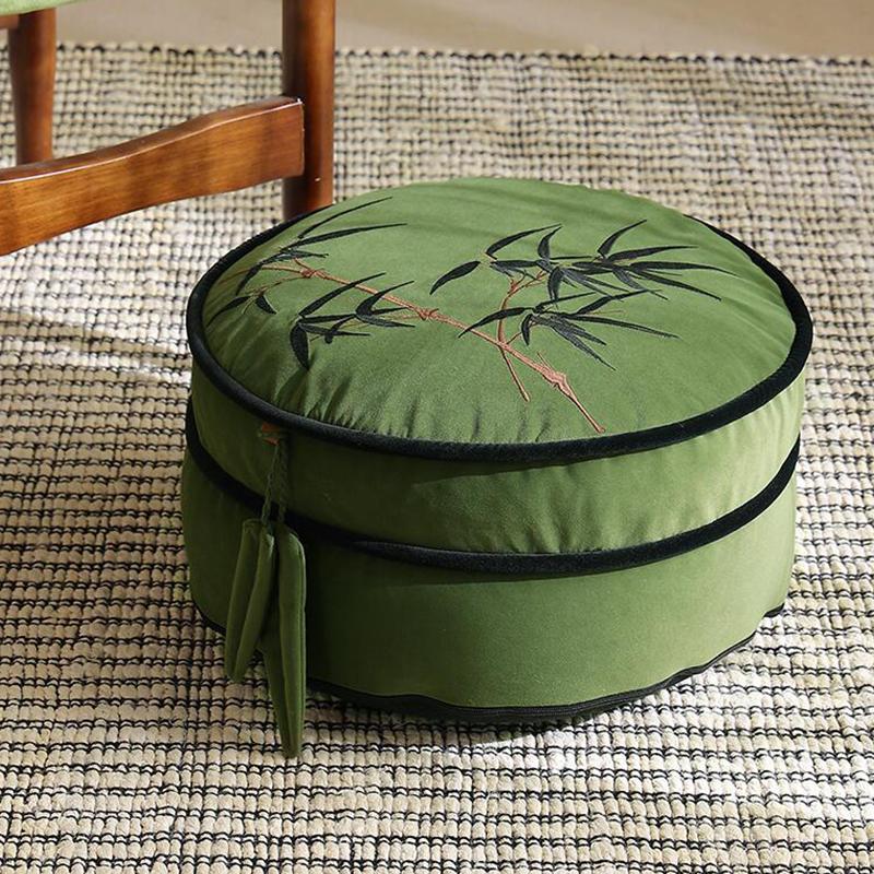45cm Unstuffed Chinese Bamboo Embroidery Futon Footstool Cover Moroccan Meditation Cushion Case Homestay Tatami Floor Seat Cover