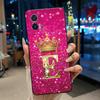 Phone Case For Motorola Edge 30 Lite/Motorola Edge 30 Neo 5G Black Case Shockproof Soft Fashion Letter Crown Cover