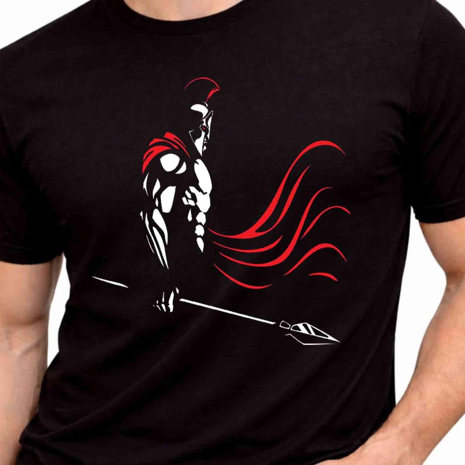 Spartan Warrior T Shirt Greek Helmet Graphic Tee Gym Fitness Mythology Dad Gift XXL