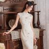 White Sleeveless Modern Chinese-Inspired Long Cheongsam Dress 2026 Womens Elegant Retro Style